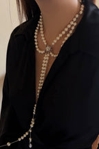 Broken Pearl Three Layer Tassel Saturn Necklace