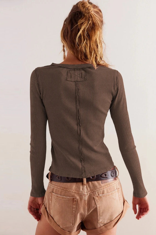 Slim Long Sleeve Ribbed Cardigan