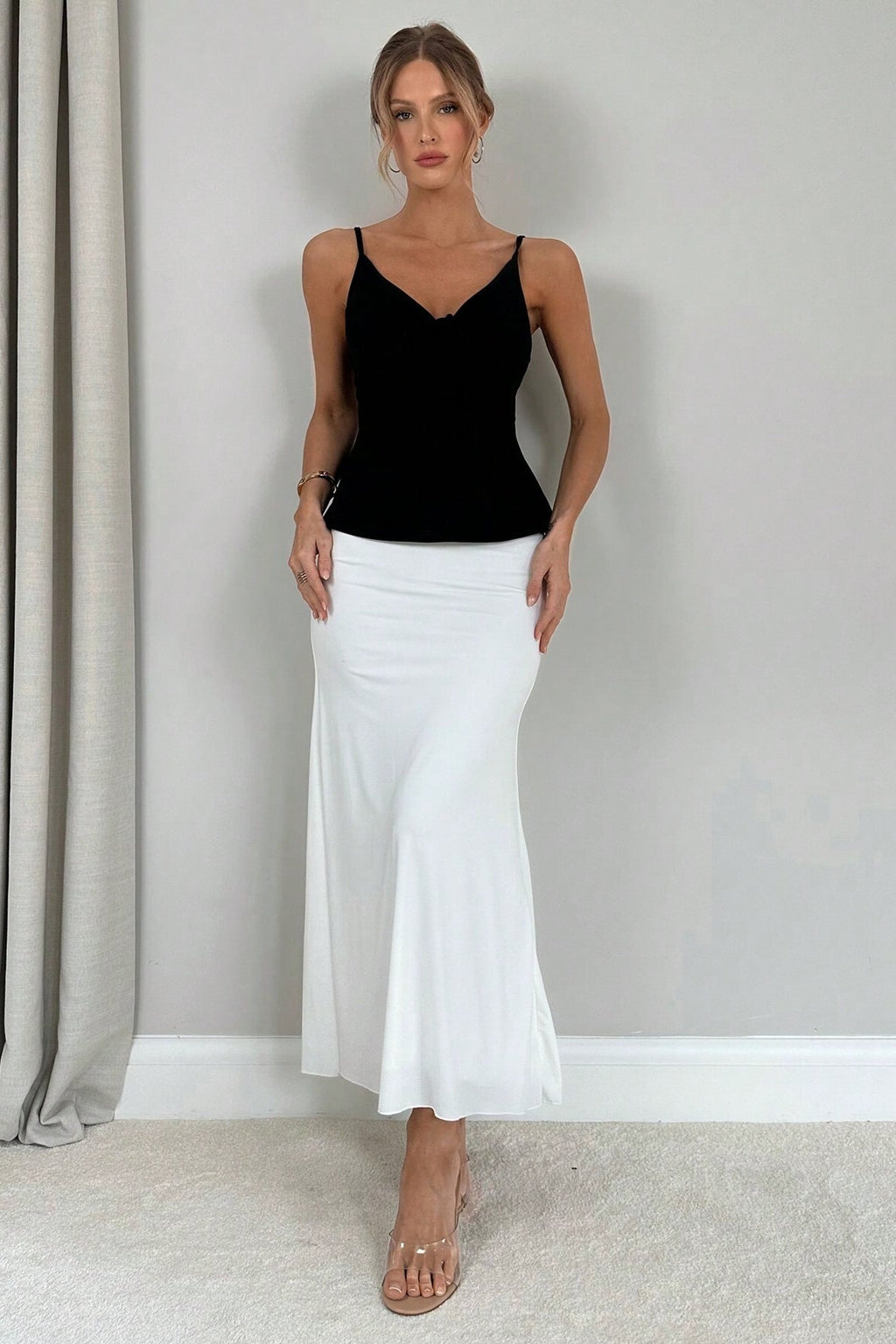 Minimal Solid Tie Slim Cami Top