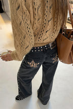 Y2K Star Embroidered Wide Leg Jeans
