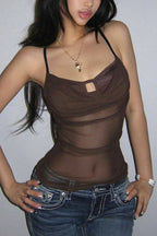 Mesh Cutout Slim Cami Top