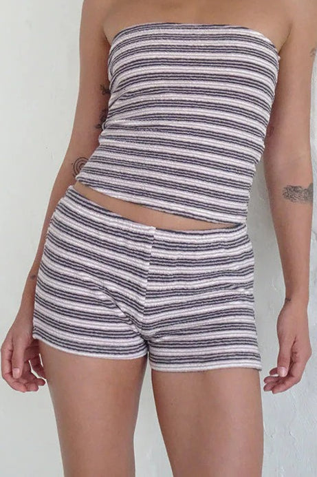 Casual Stripe Skinny Low Waist Shorts