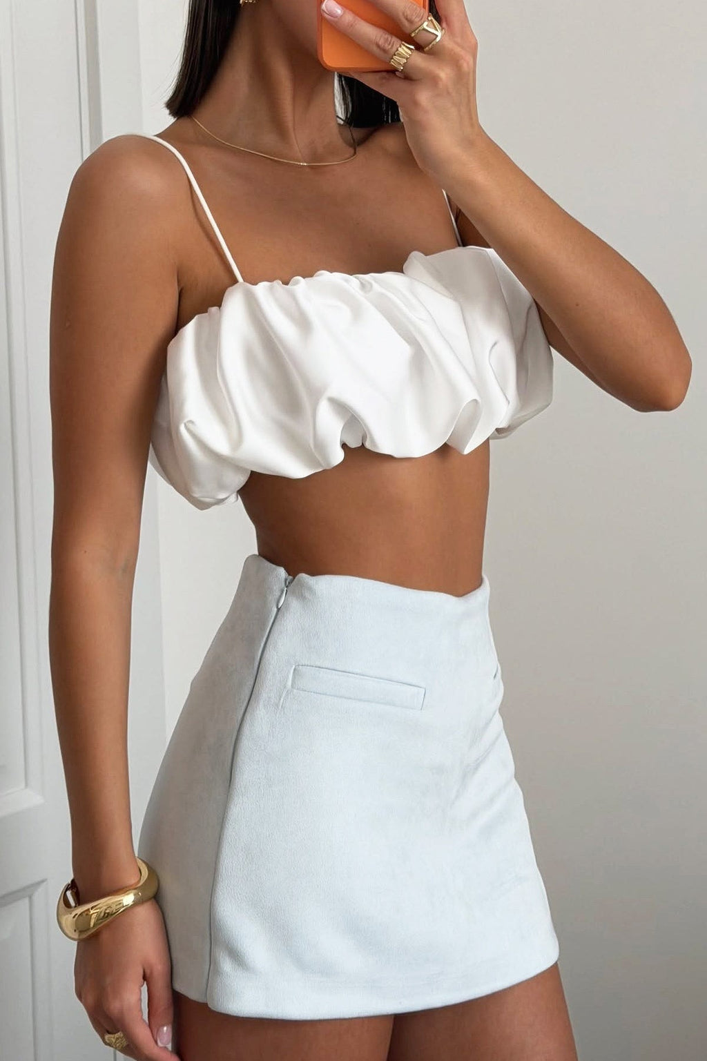 Satin Cropped Girl Cami Top