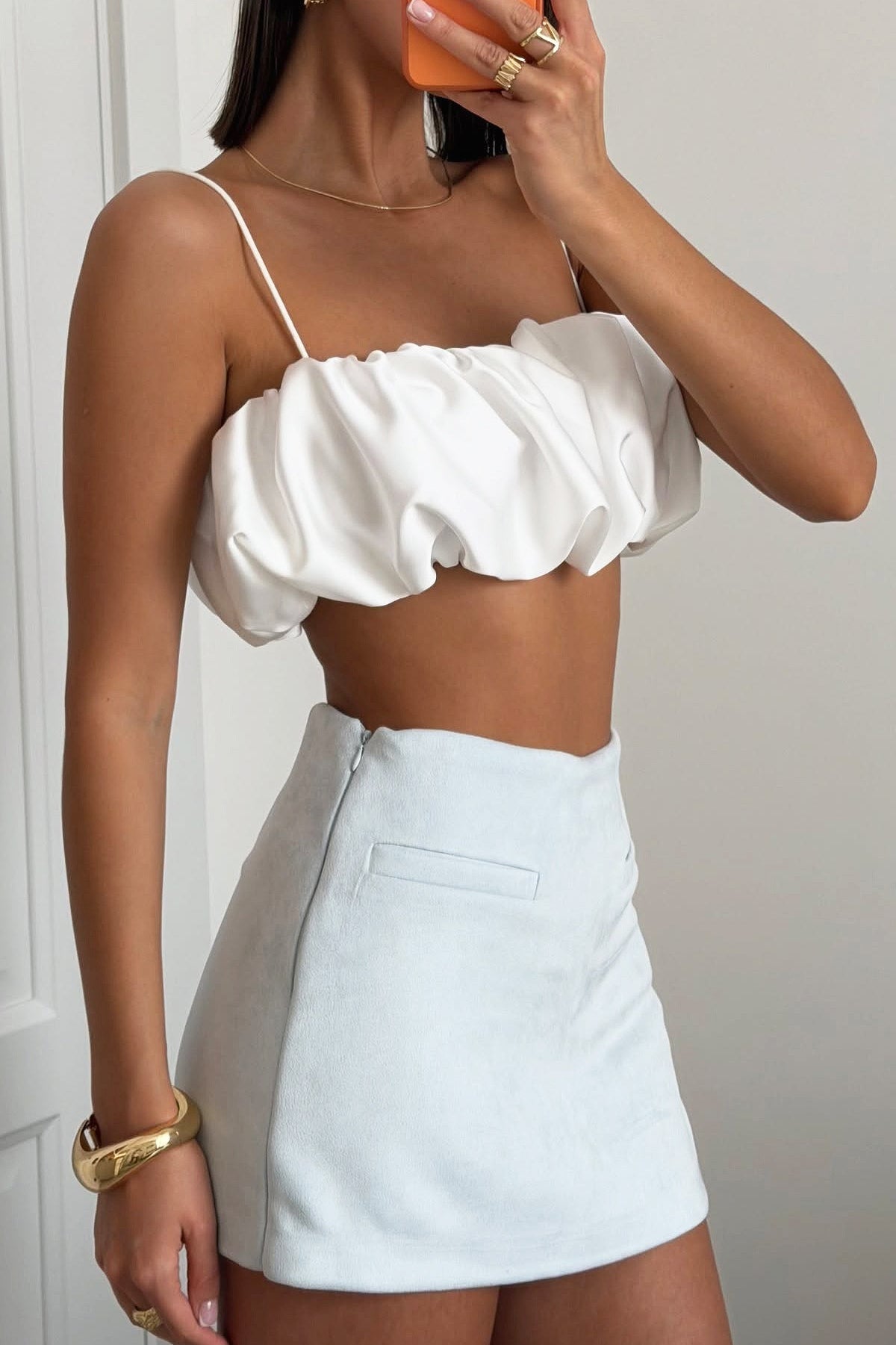 Satin Cropped Girl Cami Top
