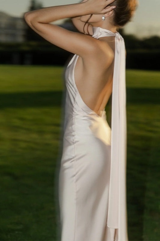 Satin Backless Sleeveless Party Dress