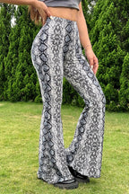 Snake Pattern Flare Pants