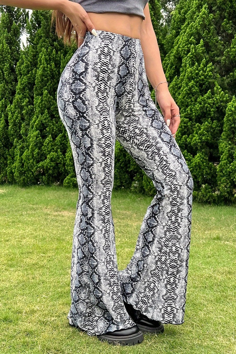 Snake Pattern Flare Pants