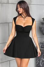 Solid V Neck Ruffle Waist Bodycon Mini Dress