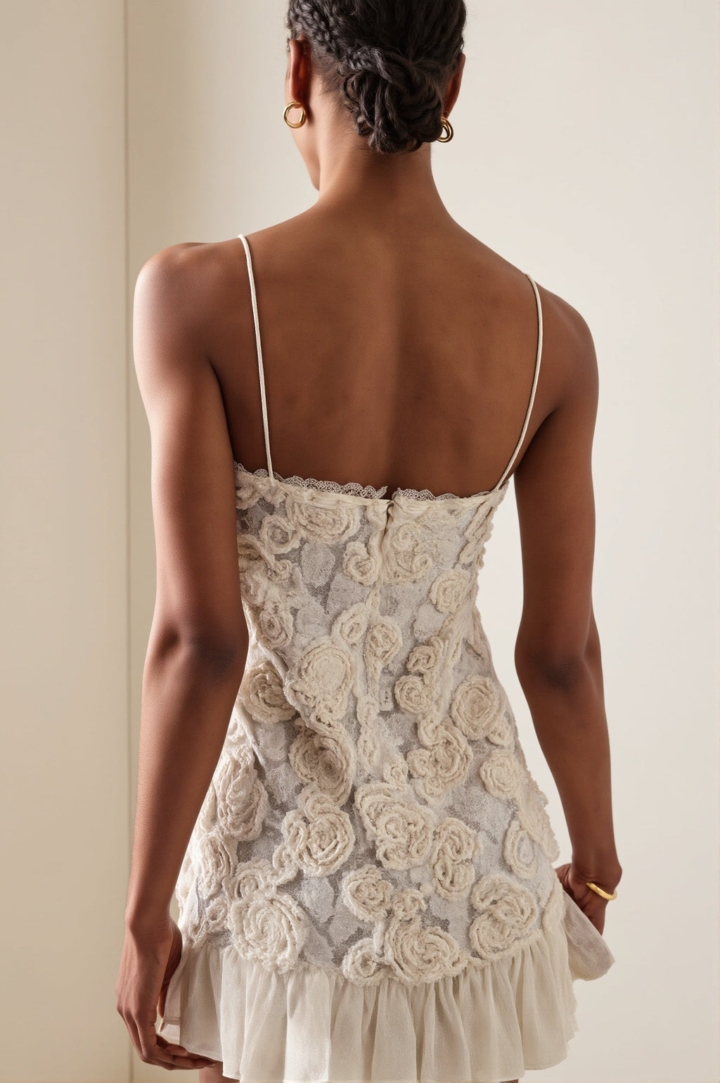 Chiffon Floral Applique Cami Layered Mini Dress