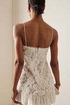 Chiffon Floral Applique Cami Layered Mini Dress