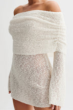 White Bodycon Mini Dress With Tie Waist