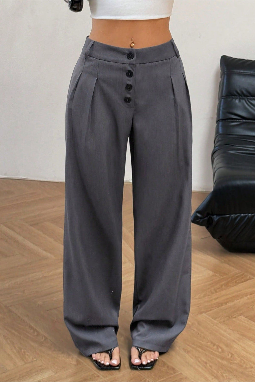 Vintage Button Front Drape Pants