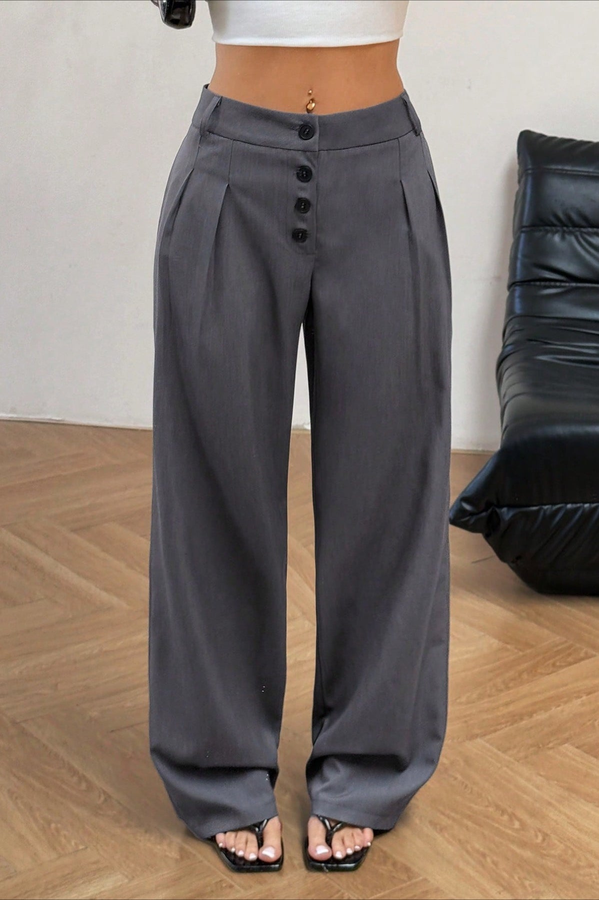 Vintage Button Front Drape Pants