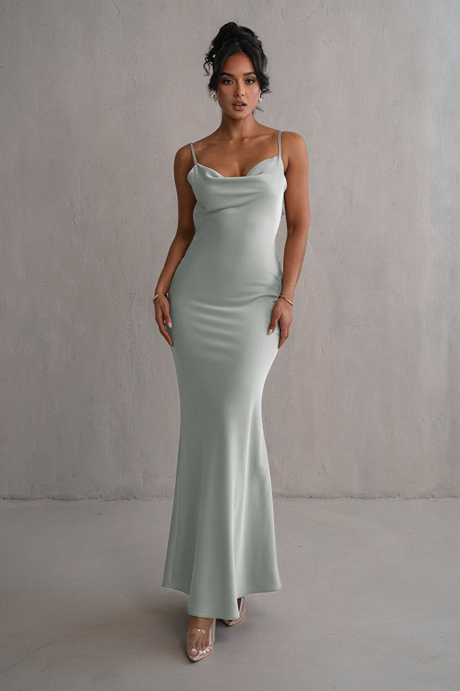 Satin Cami Backless Slim Fit Prom Dress