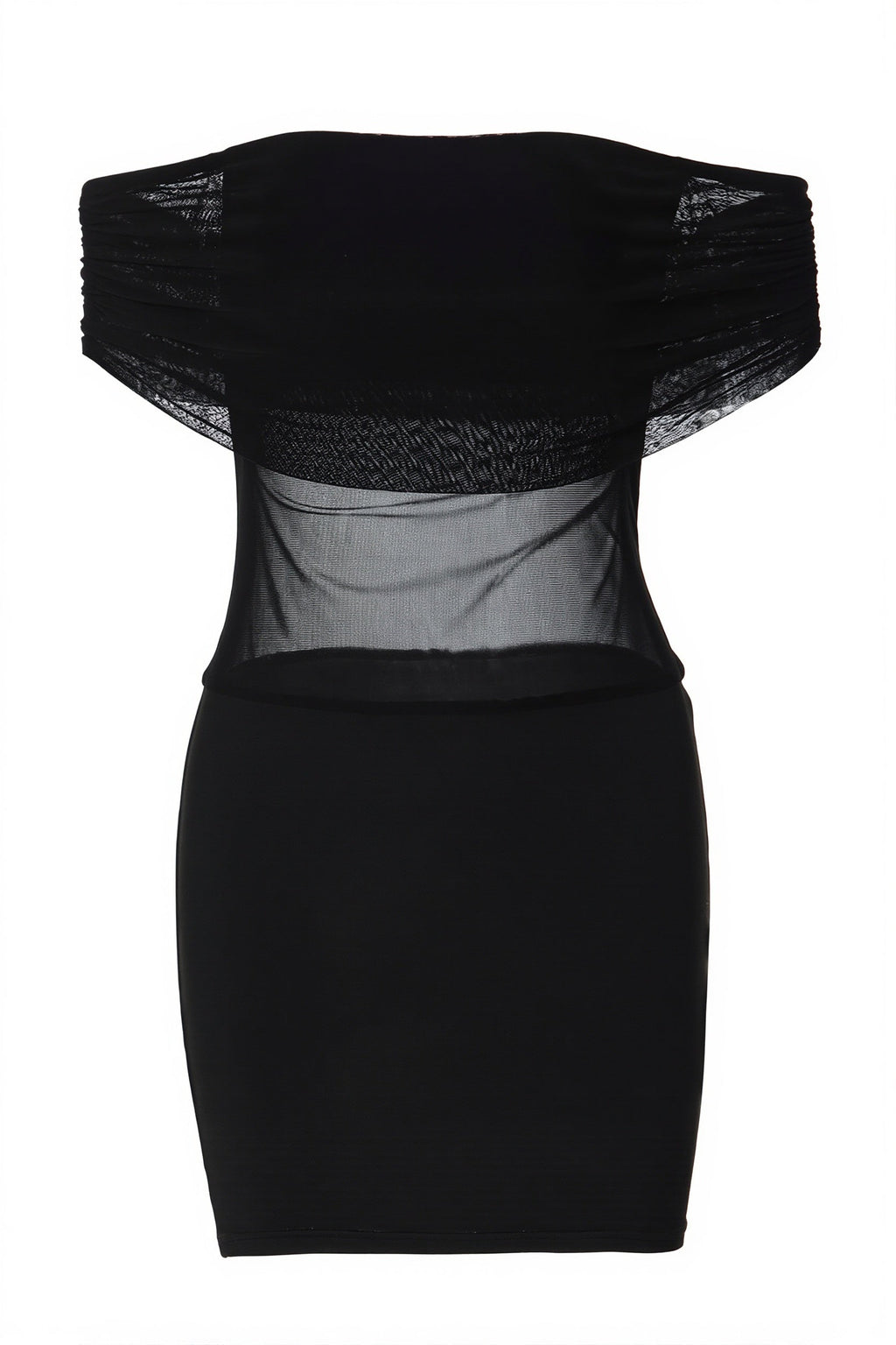 Sheer Mesh Insert Off Shoulder Slim Mini Dress