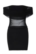 Sheer Mesh Insert Off Shoulder Slim Mini Dress