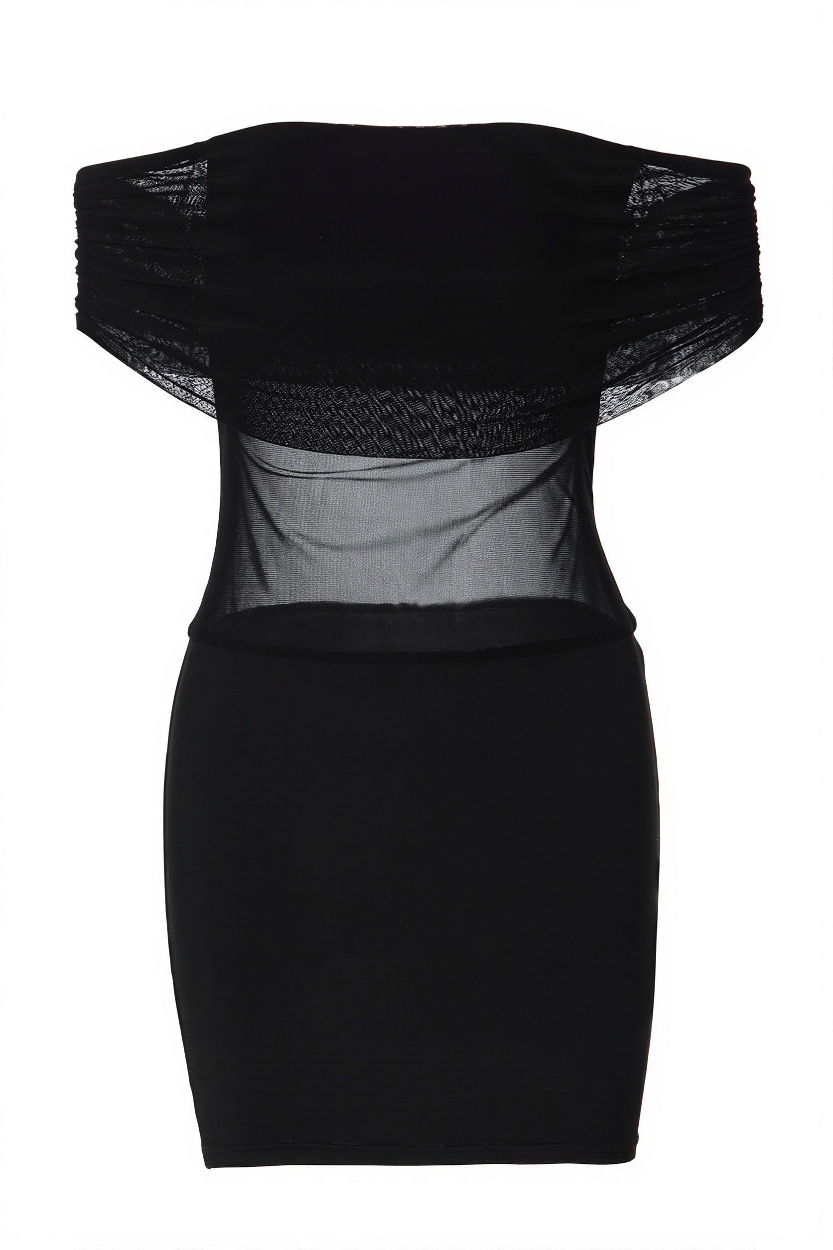 Sheer Mesh Insert Off Shoulder Slim Mini Dress