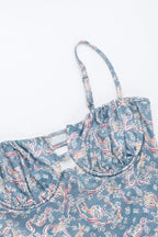Spaghetti Strap Paisley Floral Bodycon Maxi Dress