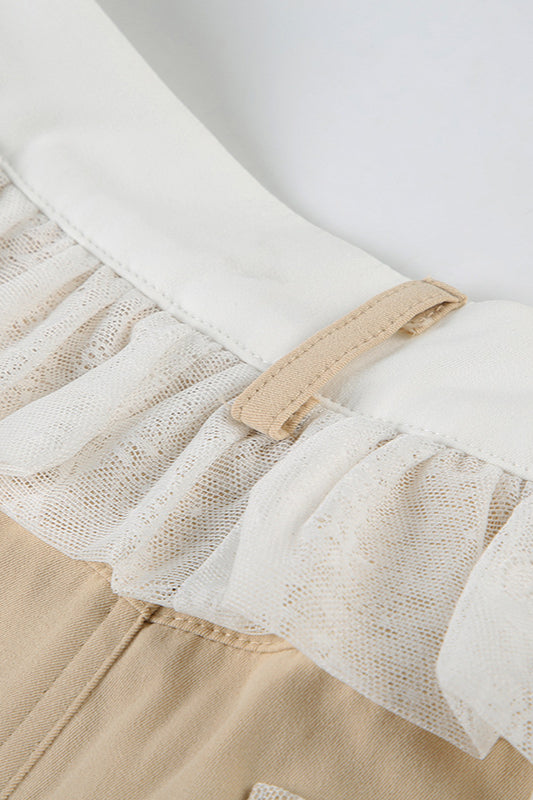 Lace-Panel Loose-Fit Cargo Pant