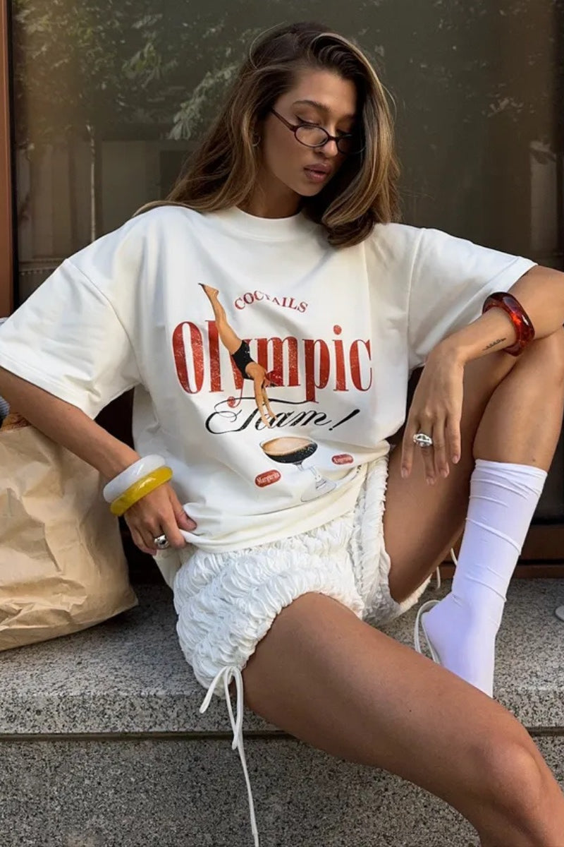 Cotton Trendy Loose Creative Print T-Shirt