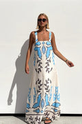 Floral Print Sleeveless Vacation Maxi Dress