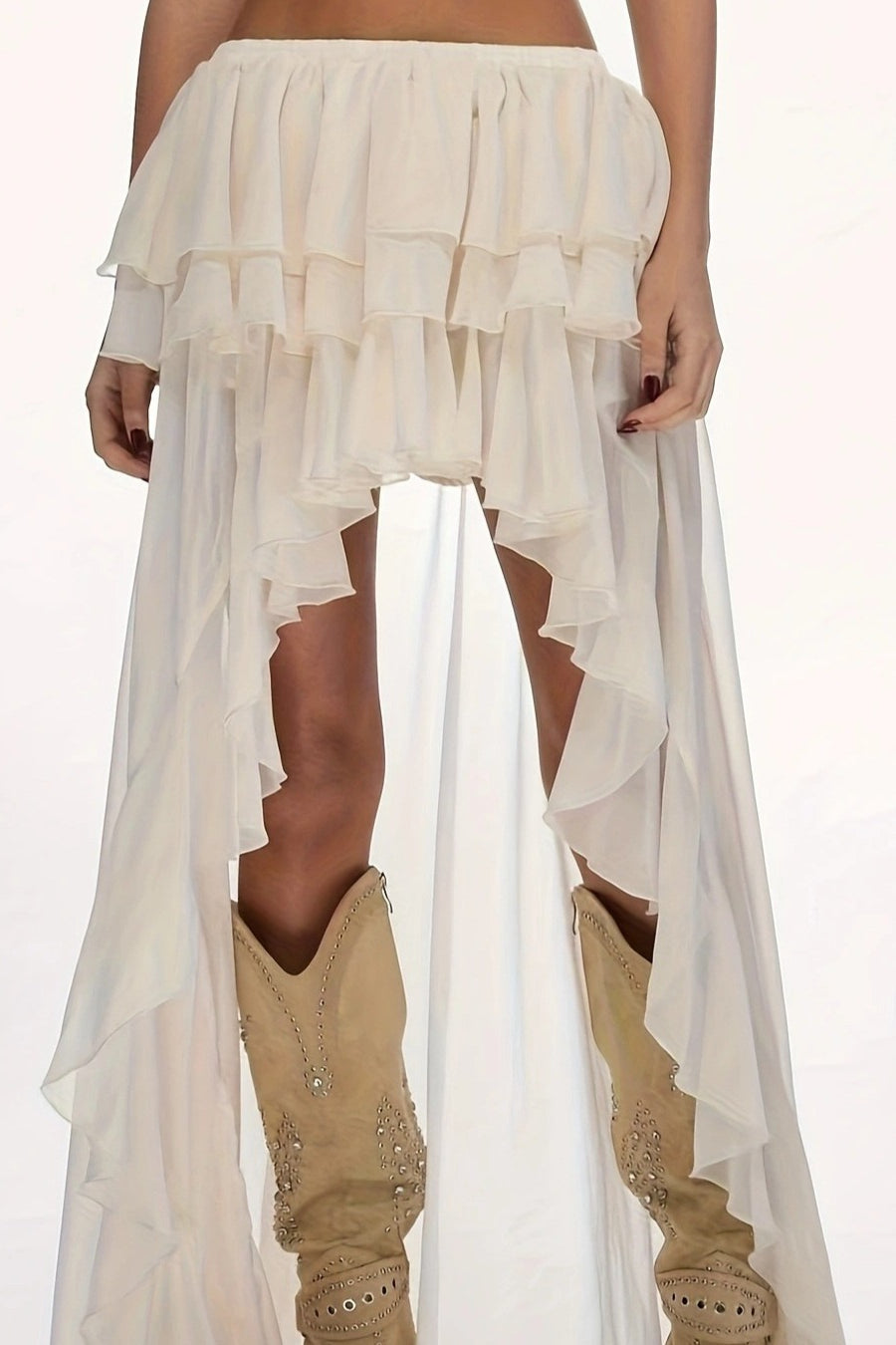 Waterfall Ruffle Layered Maxi Skirt