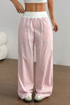 Striped Color Block Baggy Pants