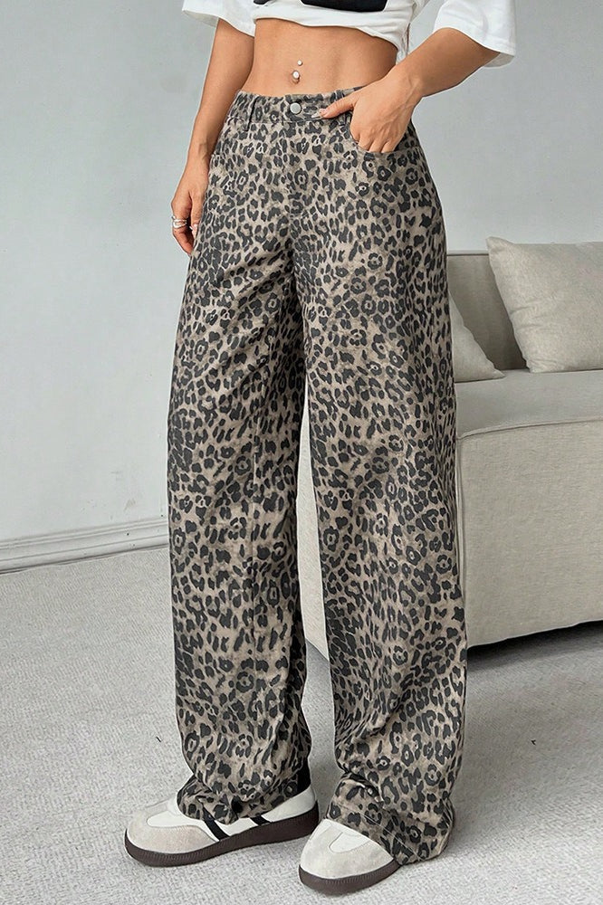 Leopard Print Wide Leg Pants