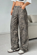 Leopard Print Wide Leg Pants