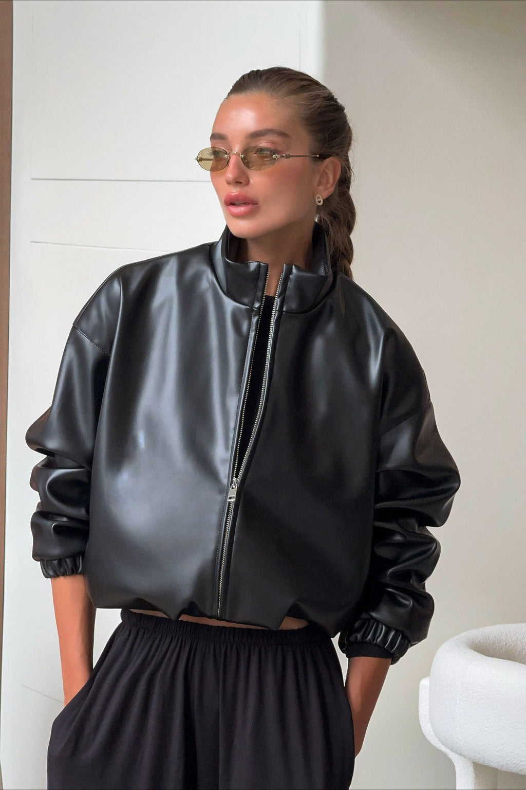 Black Pu Leather Moto Jacket