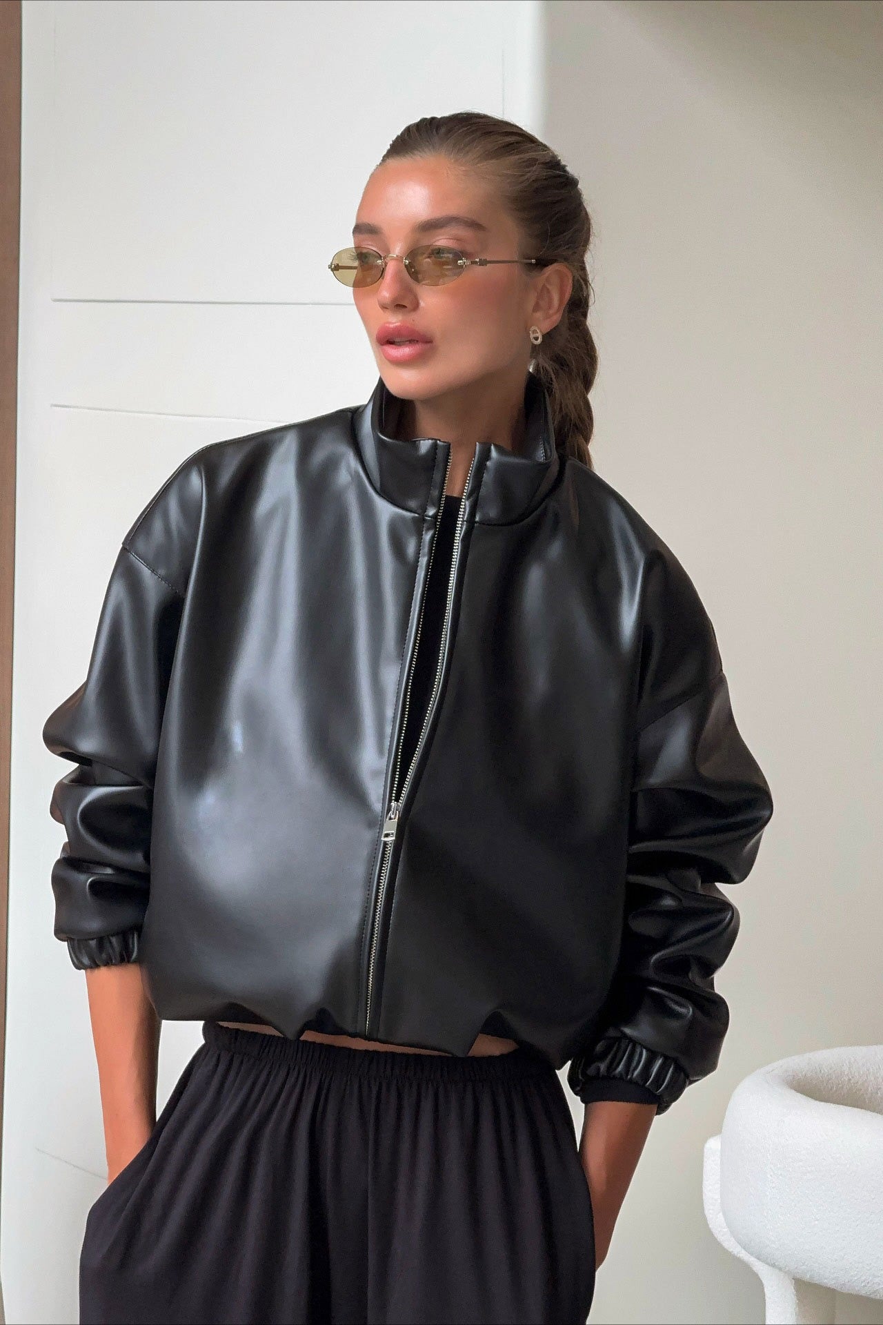 Black Pu Leather Moto Jacket