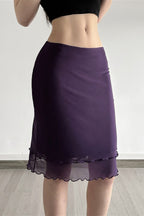 Elegant Ruffle Double Mesh Skirt