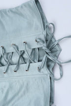 Boned Waist Cinch Back Tie Padded Cami Top