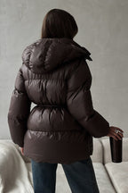 Adjustable Drawstring Hooded Puffer Jacket