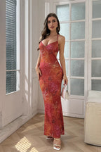 Floral V-Neck Cami Vacation Maxi Dress