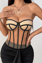 Sheer Strapless Boned Push Up Blouse