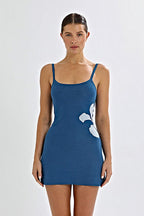 Printed Backless Slim Waist Bodycon Sweater Dress