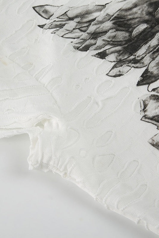Gothic Dark Print Ripped Slim T-Shirt