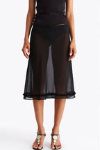Sheer Polka Dot Casual High Waist Skirt