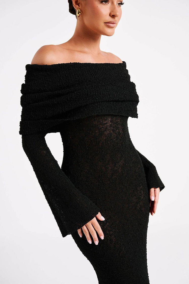 Off Shoulder One Knit Sweater Dress