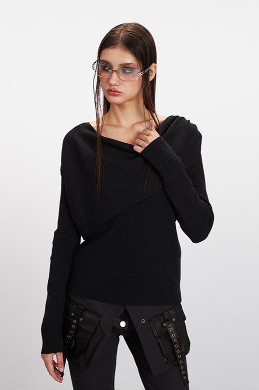 Cowl Neck Fitted Knit Top