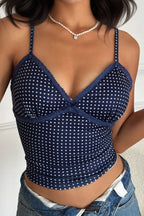 Polka Dot Color Block Lace Cami Top