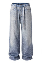Crystal Studded Washed Straight Jeans