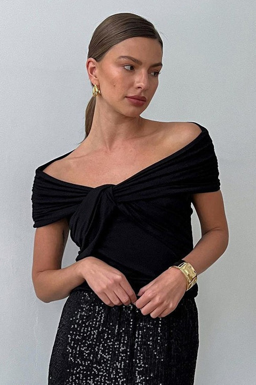 Elegant Off Shoulder Twist Blouse