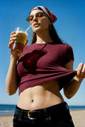 Minimalist Solid Crew Neck Slim Crop T-Shirt