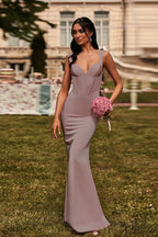 V-Neck Cami Waist-Cinched Bodycon Party Dress
