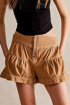 Ruffled Hem A Line Denim Casual Shorts
