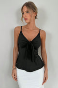 Minimal Solid Tie Slim Cami Top