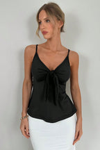 Minimal Solid Tie Slim Cami Top