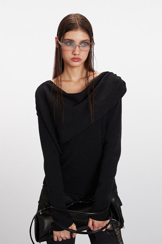 Cowl Neck Fitted Knit Top